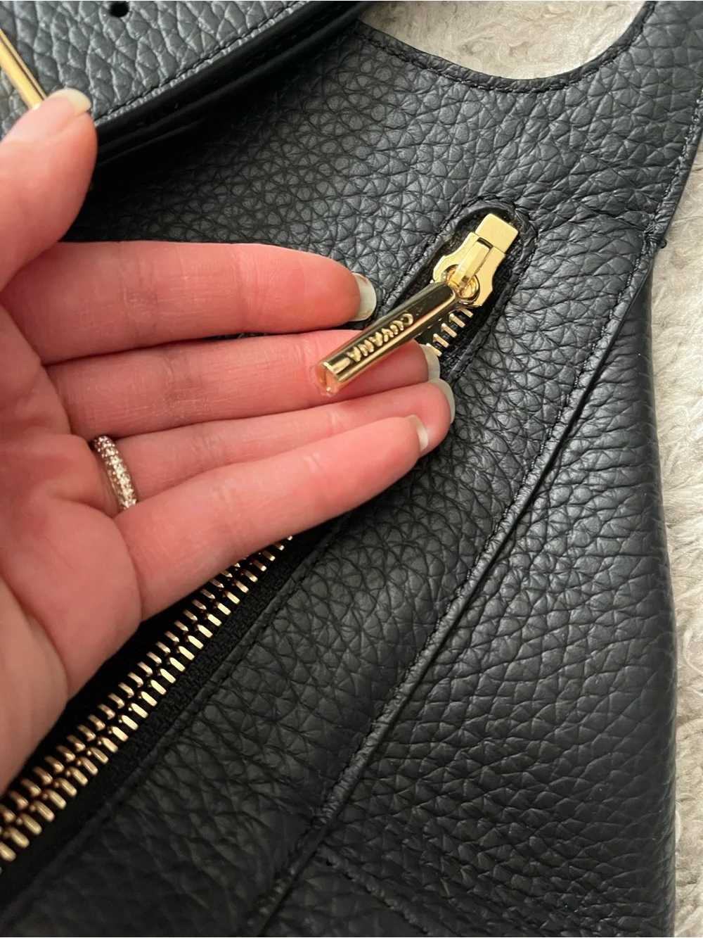 CUYANA Paloma Bag Black Pebbled Leather Tote Bag